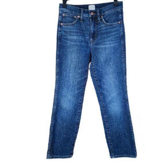 J.Crew Denim 25P Petite Mid-Rise Cigarette Jeans Blue Stretch Cotton Blend - Picture 1 of 8